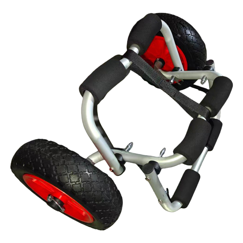 foldable aluminum kayak cart with foam padded cradle and 10 inch solid PU wheels