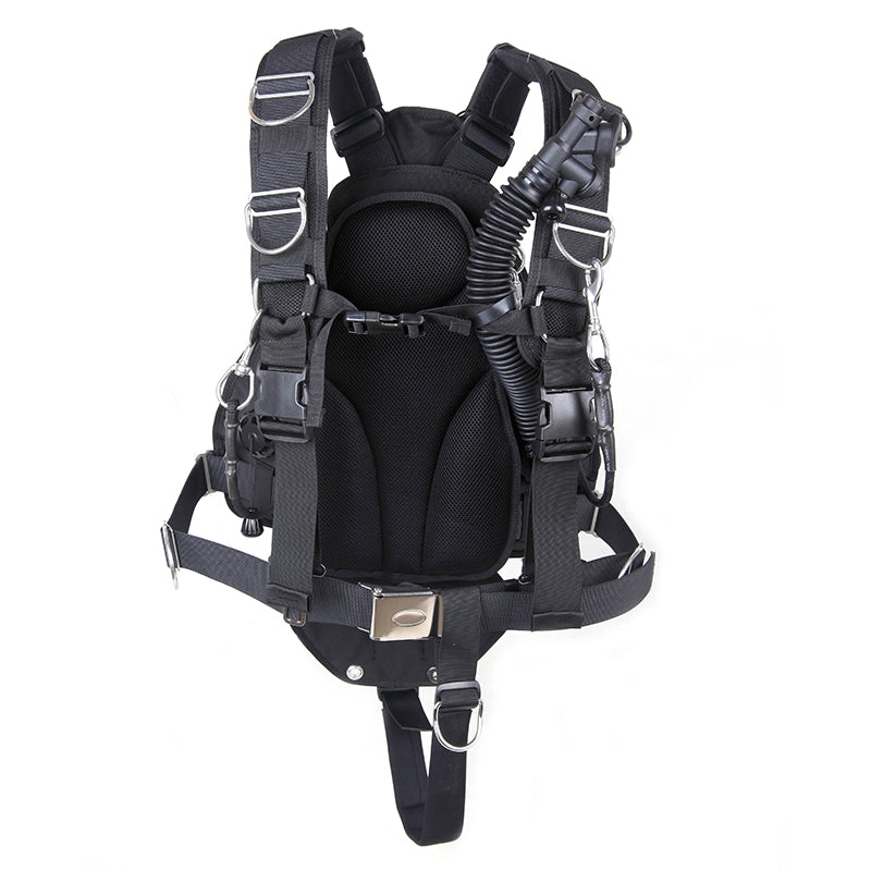 detail view of a 25 lbs sidemount BCD for scuba diving