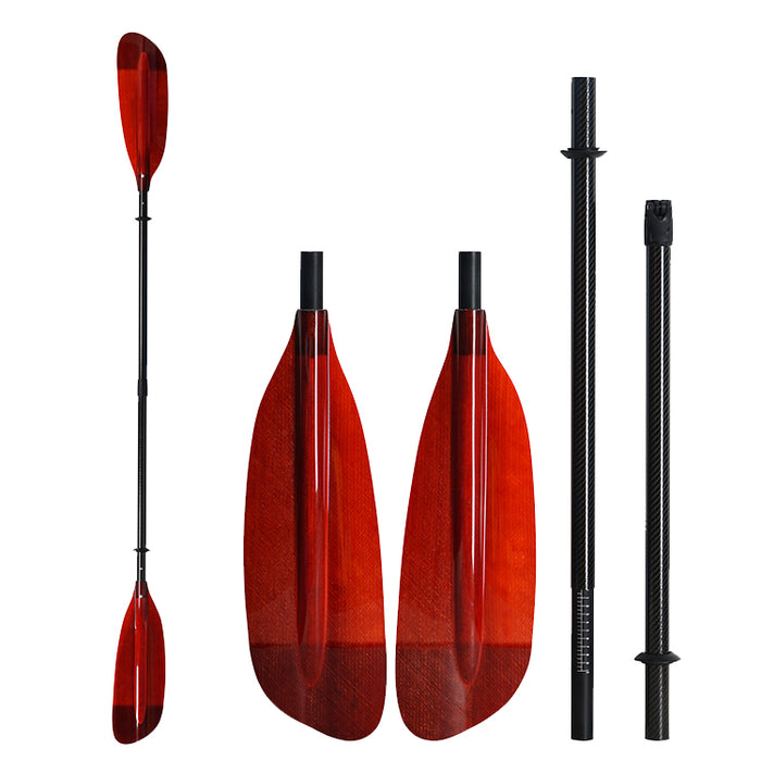 transparent fiberglass kayak paddle with carbon fiber shaft